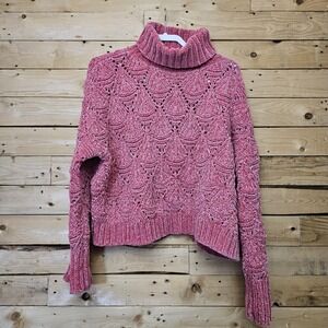 POL Sweater Medium Women's Chenille Turtleneck Chunky Knit Oversized